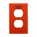 Cooper Industries Eaton Receptacle Wallplate, 4-1/2 in L, 7 in W, 1-Gang, Nylon, Orange, Flush IG5132RN-BOX
